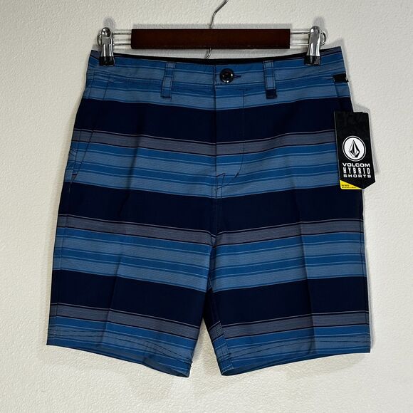 Volcom Hybrid Frickin Cross Shred Static Shorts Blue Mens Youth NWT Sz 28 (16) - Picture 1 of 9